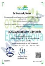 Certificado Curso Cuidados Básicos de Enfermería